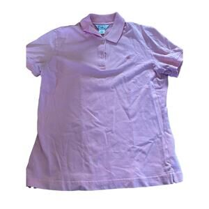 Lilly pulitzer white label Polo style pink Shirt m medium palm vintage
